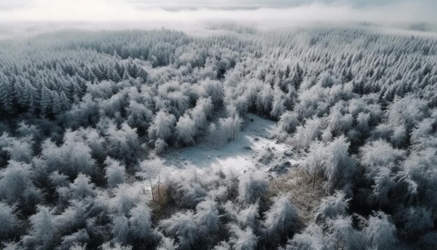 Cenário tranquilo de inverno no alto de montanhas geradas por IA