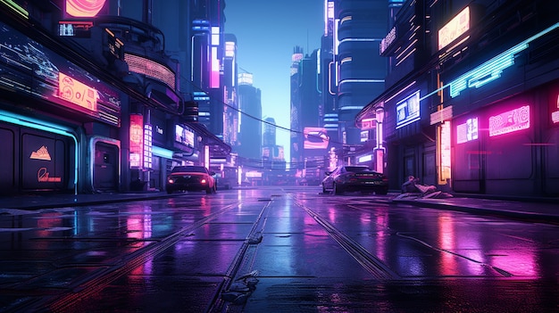 cenário urbano cyberpunk