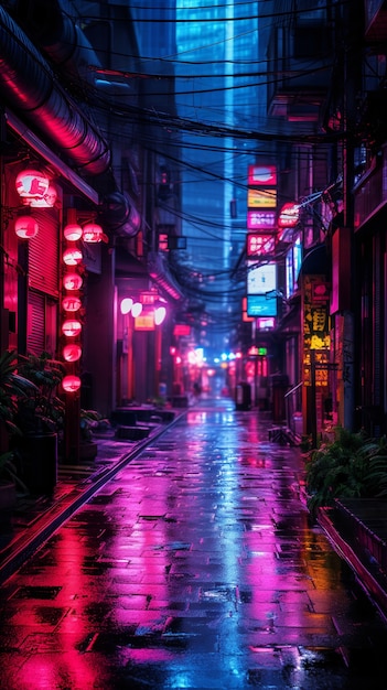 Cenário urbano cyberpunk