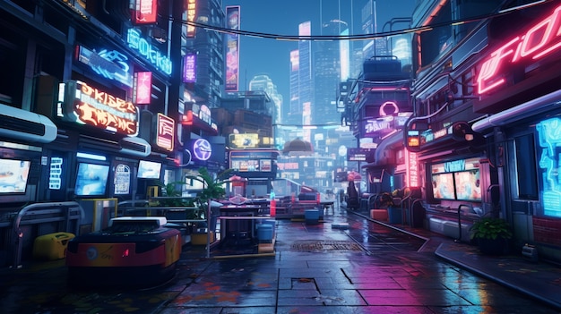 cenário urbano cyberpunk