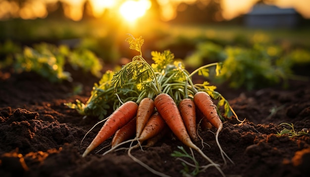 Foto grátis cenouras orgânicas frescas, natureza, colheita saudável, cultivada em sujeira gerada por inteligência artificial