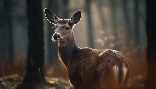 Foto grátis cervo parado no prado olhando para a câmera gerada pela ia