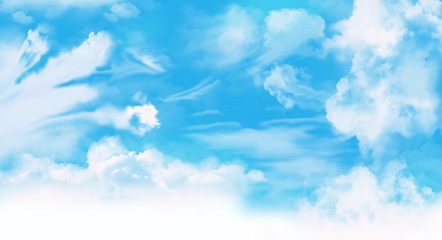 céu aquarela com nuvens e fundo de fluxo de vento