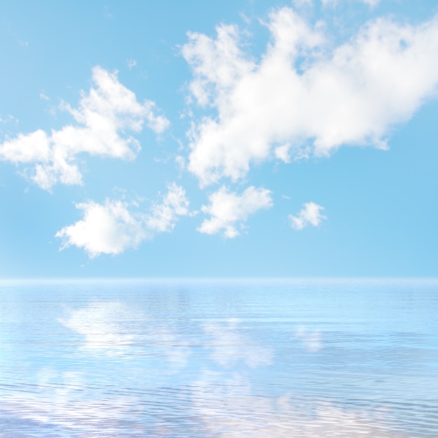 Céu azul refletido na superfície do mar