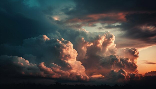 Céu vibrante sobre paisagem tranquila ao entardecer gerado por IA