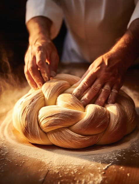 Foto grátis challah prato para hanukkah na mesa