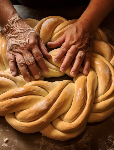 Challah prato para Hanukkah na mesa