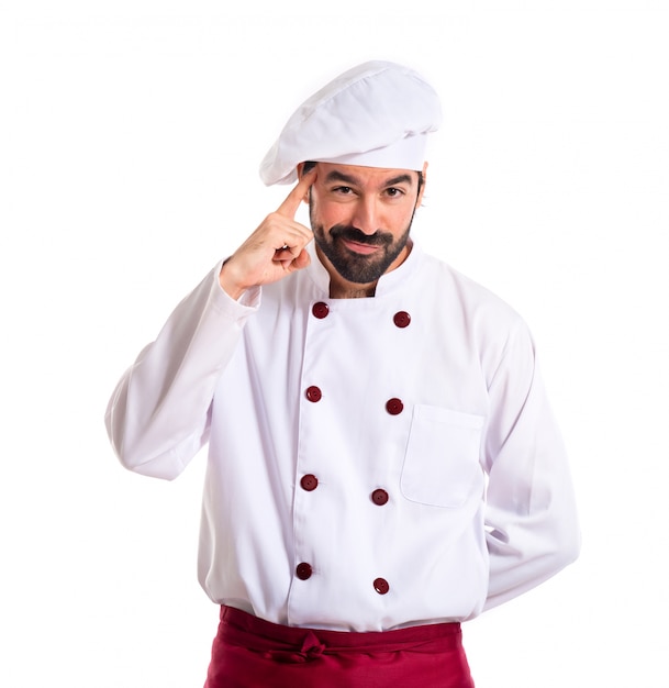 Foto grátis chef pensando sobre fundo branco