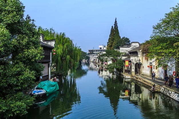 China, cenário, casa, estrada, paredes, estrutura