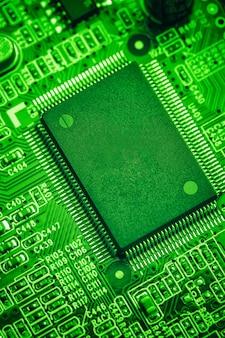 Chip do processador central na placa de circuito, conceito de tecnologia