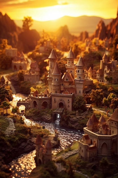 Cidade de fantasia medieval gerada por Ai