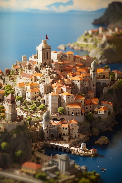 Cidade de fantasia medieval gerada por Ai