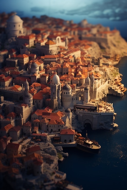 Cidade de fantasia medieval gerada por Ai