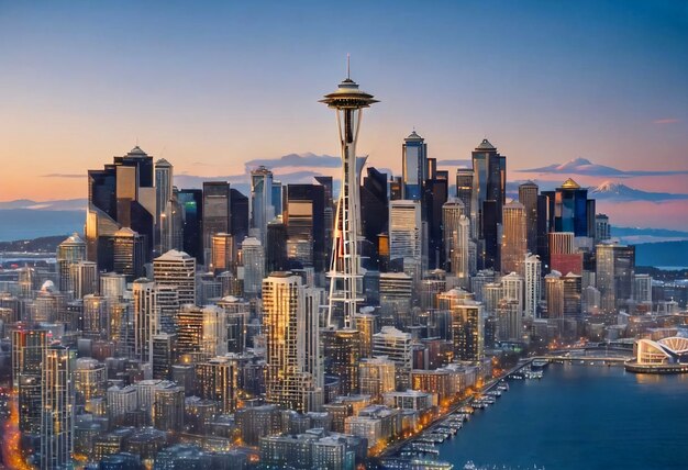 Cidade de Seattle com texto