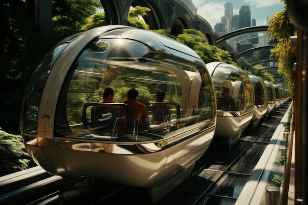 Foto grátis cidade futurista com mobilidade de alta tecnologia para o bem-estar social