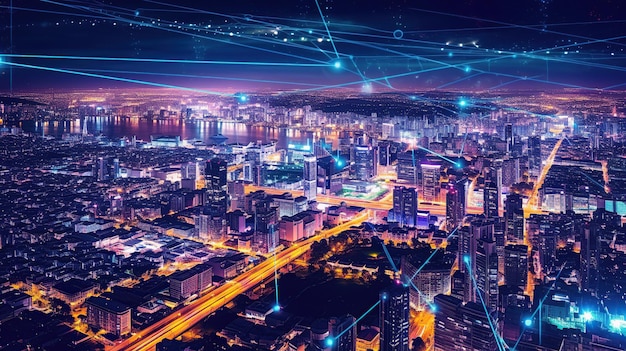 Cidade moderna com ligação à rede sem fios