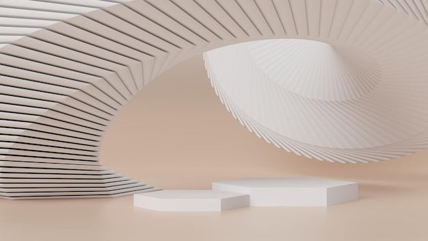 Cilindro branco com maquete de modelo 3d de fundo moderno abstrato