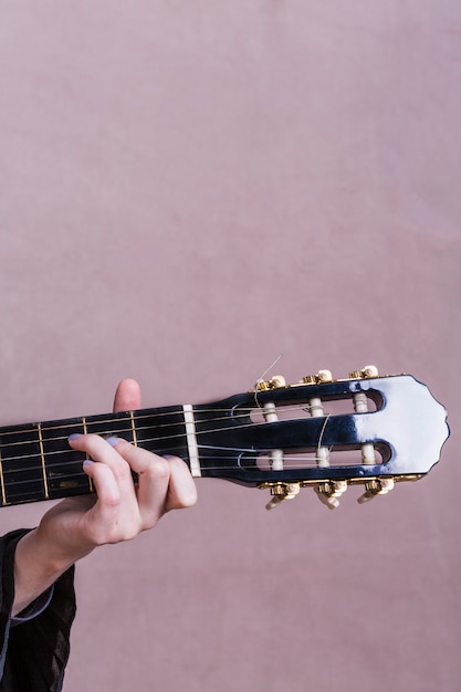 Cima, de, mulher, com, guitarra