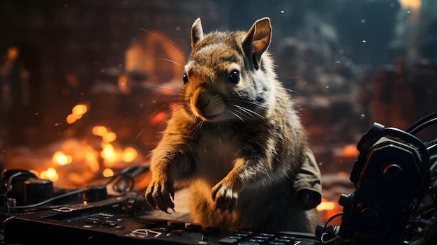 Foto grátis cinema squirrel dj tocando papel de parede de música