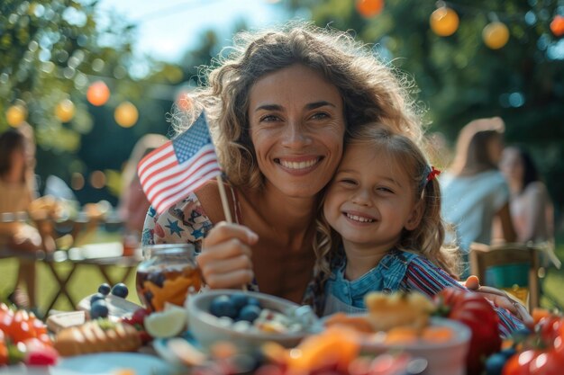 Cinematografia de pessoas felizes celebrando o feriado do Dia da Independência americana