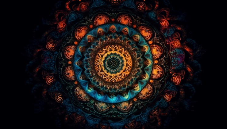 Foto grátis círculo abstrato em negrito cria mosaico indígena futurista gerado por ia