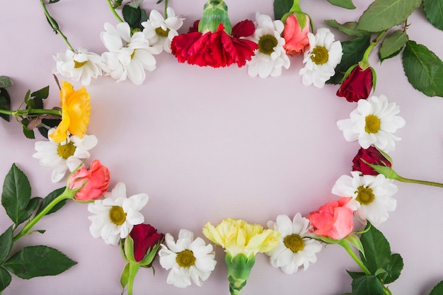 Círculo de flores variadas