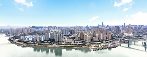 Cityscape, skyline, chongqing, nuvem, céu