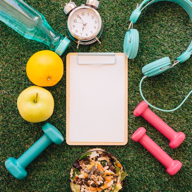 Clipboard e elementos de fitness