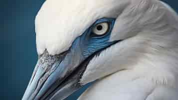 Foto grátis close da cabeça de um ganso-patola sobre um fundo azul