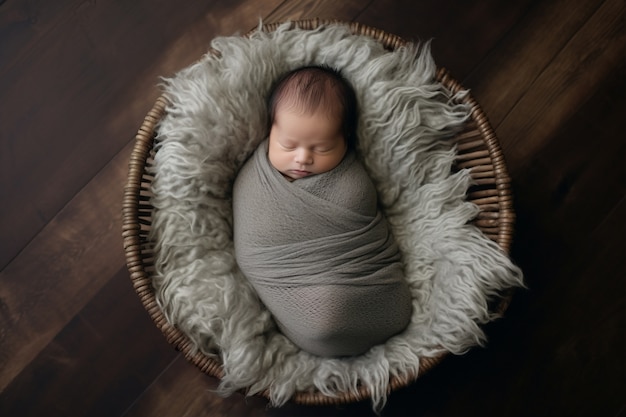 Foto grátis close em bebê recém-nascido dormindo