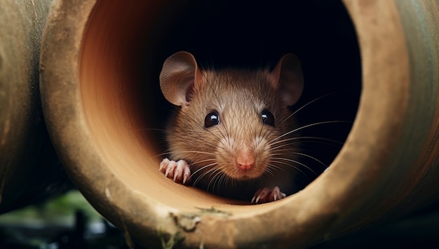 Foto grátis close em rato em canos de esgoto