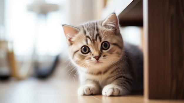 Foto grátis close em um gatinho adorável dentro de casa