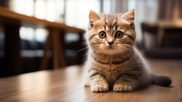 Close em um gatinho adorável dentro de casa