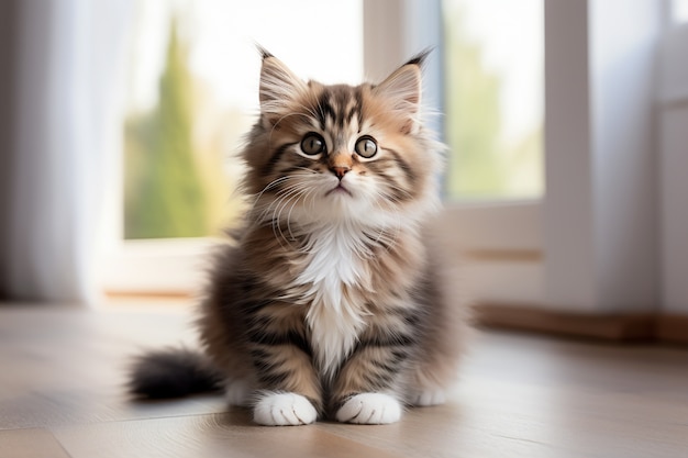 Foto grátis close no gatinho dentro de casa