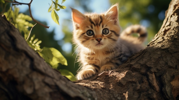 Foto grátis close no gatinho na árvore