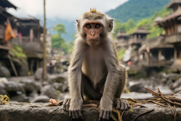 Close no macaco na natureza