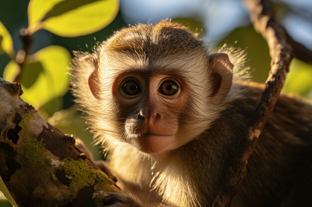 Close no macaco na natureza