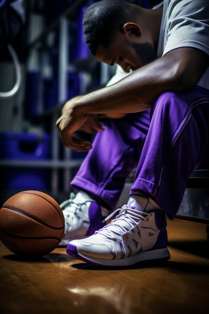 Close nos tênis de basquete