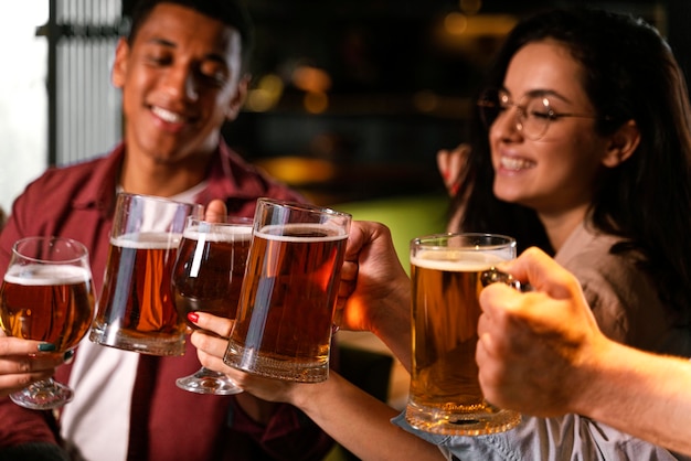 Close-up com cerveja