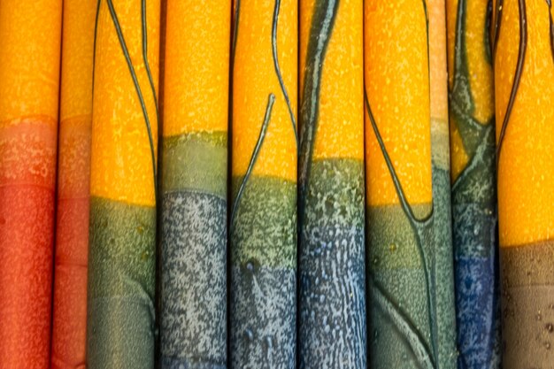 Close-up da cortina colorida