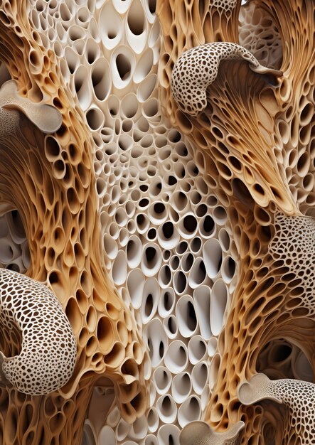 Close-up da estrutura do cogumelo