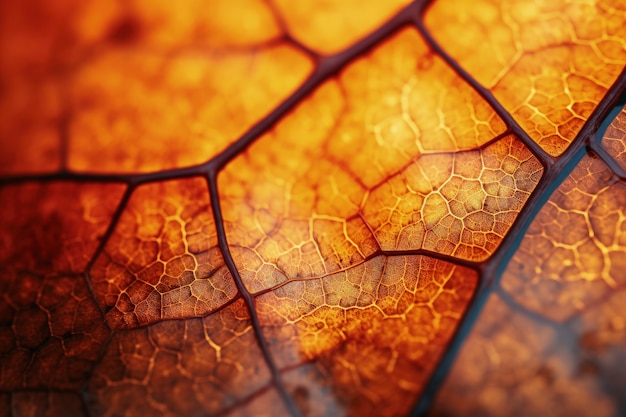 Close-up da folha de outono seca com veias