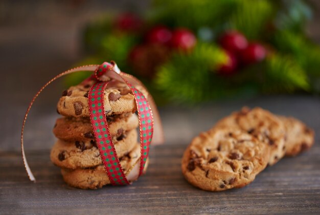 Close up de biscoitos de gengibre empilhados