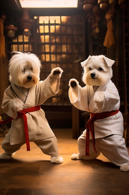 Foto grátis close-up de cães fazendo artes marciais