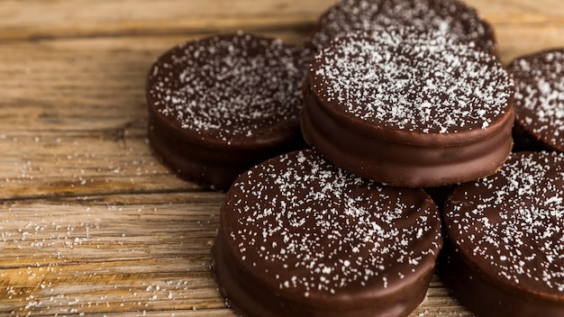 Close-up de deliciosos alfajores conceito