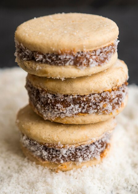 Close-up de deliciosos alfajores conceito