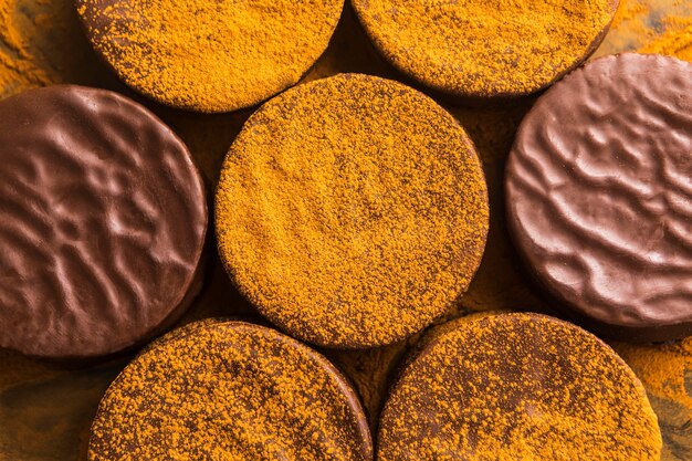 Close-up de deliciosos alfajores conceito