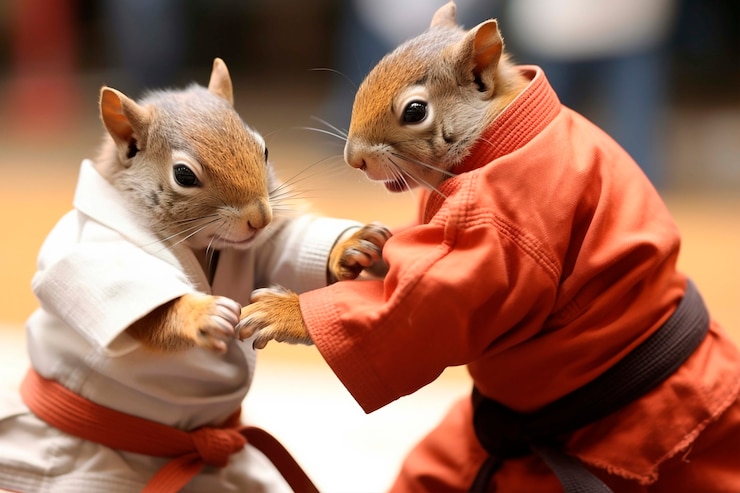 Foto grátis close-up de esquilos a fazer artes marciais