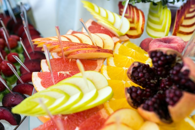 Close-up de fatias de frutas frescas