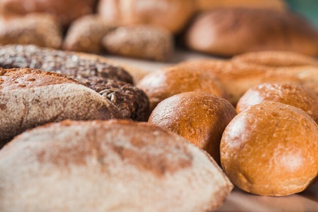 Close-up, de, freshly, assado, pães